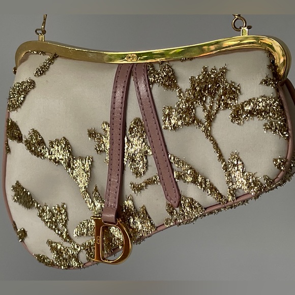 Rare Dior Limited Edition Pink and Gold Mini Saddle Bag - Picture 3 of 11